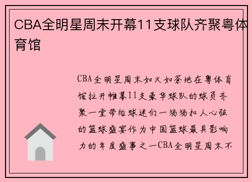 CBA全明星周末开幕11支球队齐聚粤体育馆